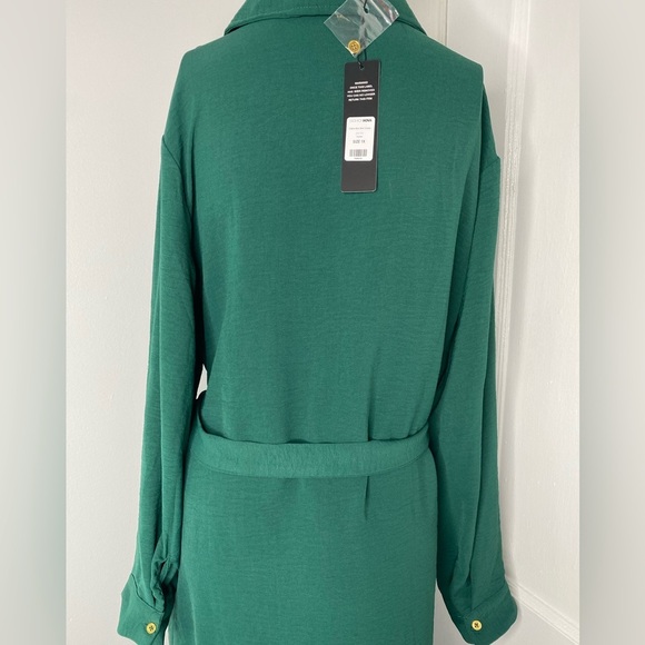 Fashion Nova NWT Hunter Green Mini Shirt Dress with gold embellishments - Picture 11 of 11